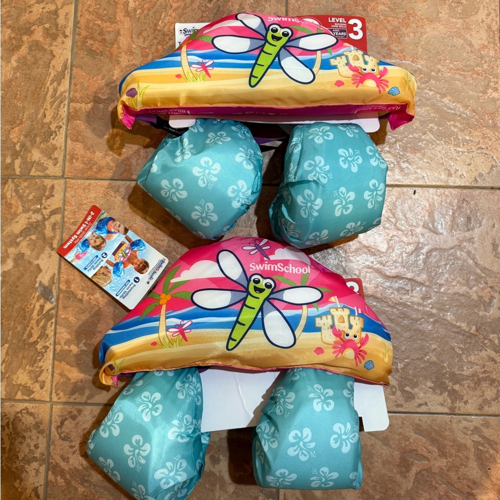 (2) Kids Swim Trainer with Dragonfly Design - Blue and Multicolor